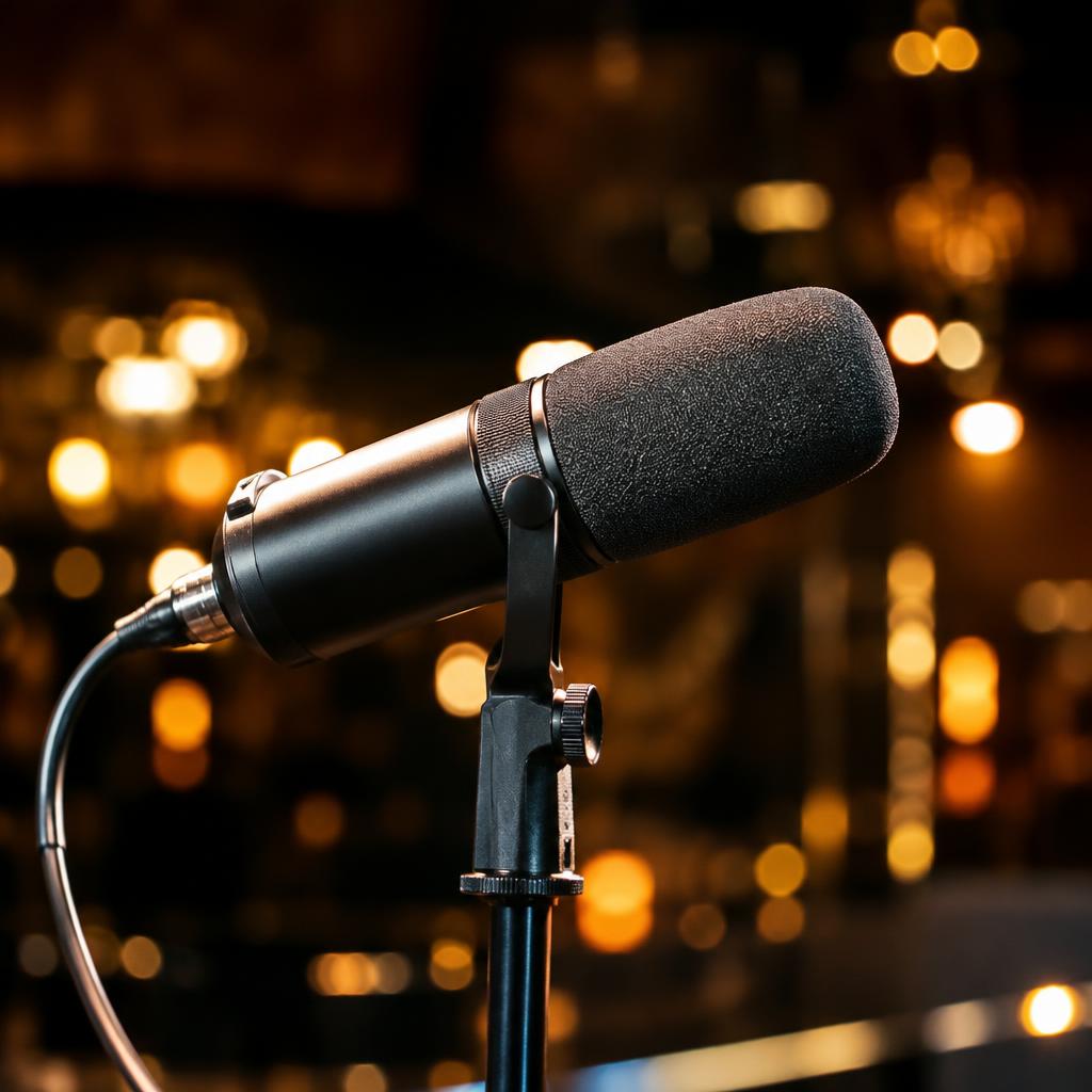 Microphone de podcast sur scène